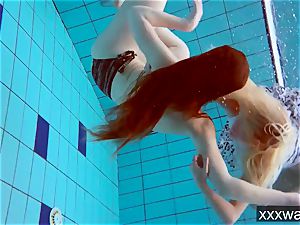 super-hot Russian nymphs swimming in the pool