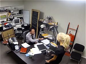 Katerina Kay keeps her job by humping the manager